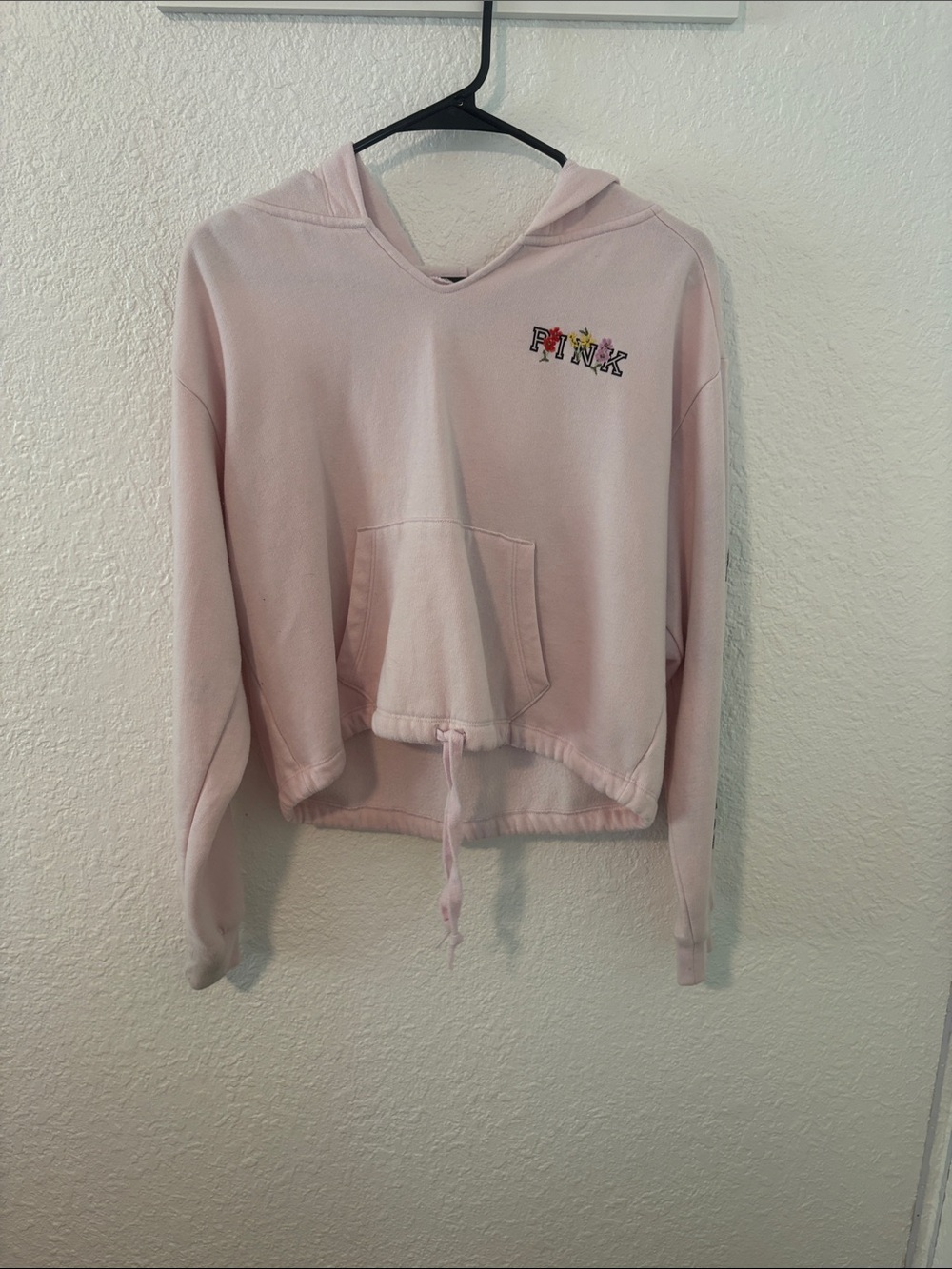 PINK Victoria's Secret Light Pink Cropped Hoodie Sweatshirt